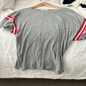 rag & bone Gray T-Shirt with Red Stripes